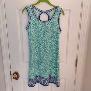 Max Studio S green and blue sleeveless dress